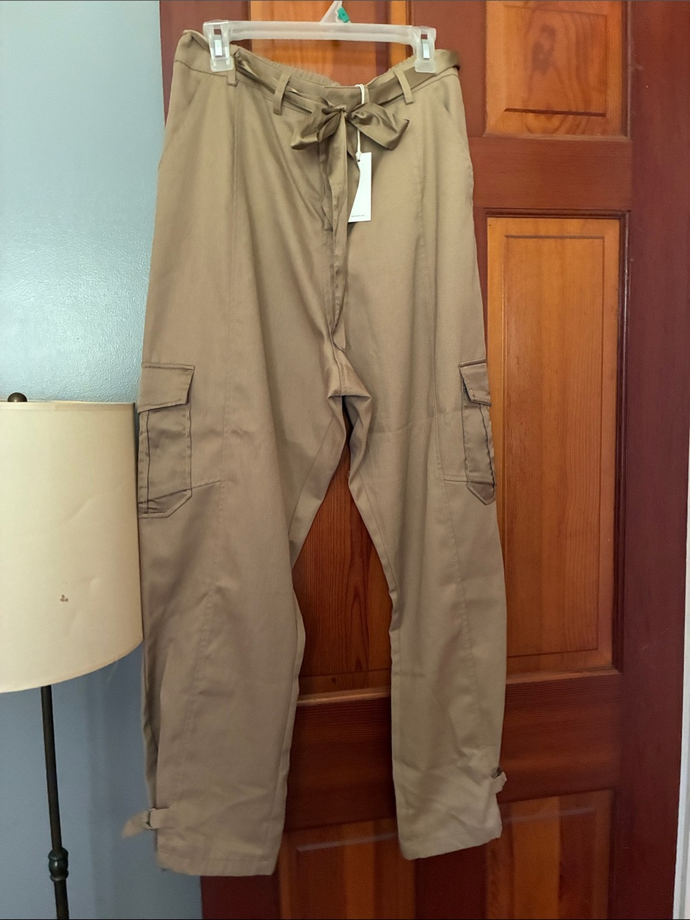 Heartloom Khaki Cargo Ankle Pants with Tie Waist